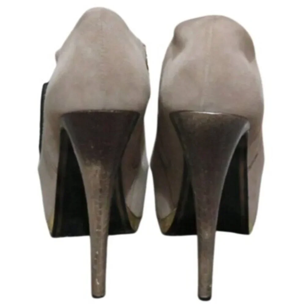 Circus by Sam Edelman Taylor platform suede bootie metallic gold trim & heel